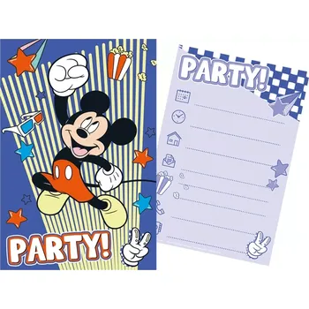 Party dekorace Sada párty pozvánek s obálkami MICKEY MOUSE (5+5)
