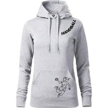 Dámská mikina Handball nápis šikmo 1 - Mikina dámská Cape s kapucí - XL ( Světlešedý Melír )