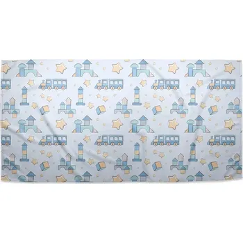 Sablio Ručník Stavebnice a vláčky - 30x50 cm