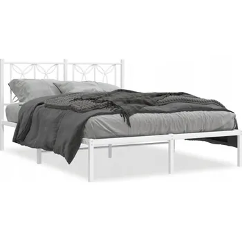 Postel Bílý ocelový rám postele 196x146x90 cm s úložným prostorem