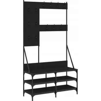 Věšák Věšák na oblečení s policemi, dřevěný kompozit, černý, 100x40x184 cm
