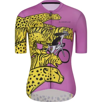 cyklistický dres RIVANELLE Cyklistický dres s krátkým rukávem - CHEETAH - žlutá/růžová