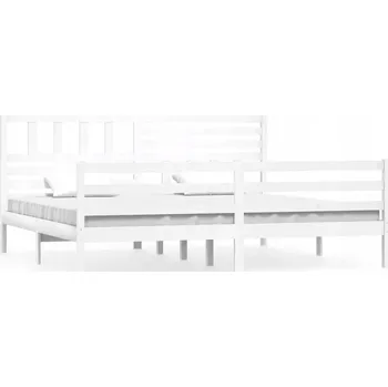 Postel Rám postele 205,5 x 206 x 100 cm, bílá, masivní borovicové dřevo