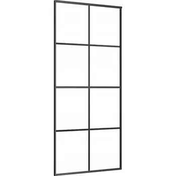 Interiérové dveře Posuvné dveře z hliníku a ESG skla, 90 x 205 cm, černé