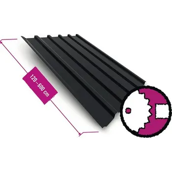 plechová krytina Trapézový plech H35 lesk RAL 9005 černý 0,5 mm, šířka 107,1 cm, délka na přání 120-600 cm