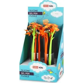 EASY FLEXILE Silikonové kuličkové pero, modrá gelová náplň, 0,5 mm, 36 ks v balení, různé vzory, MIX 2