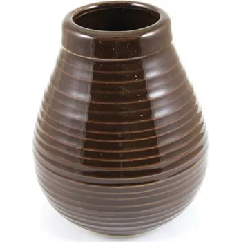 Kalabasa keramická TMAVÁ HNĚDÁ vroubkatá 340 ml