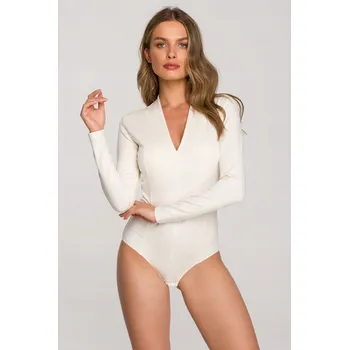 Body STYLOVE S327 BODY S VÝSTŘIHEM (L) ECRU - ECRU BODY S DEKOLTEM, VELIKOST L