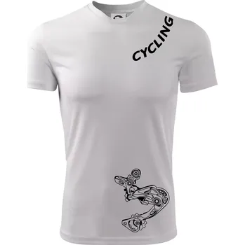 Pánské tričko Cycling nápis šikmo - Pánské triko Fantasy sportovní (dresovina) - XL ( Bílá )