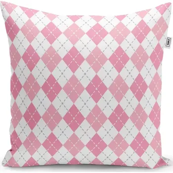 Polštář Sablio Polštář Růžové a bílé kosočtverečky - 40x40 cm
