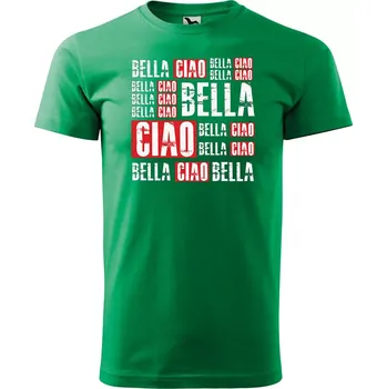 Pánské tričko Sablio Tričko s potiskem La Casa de Papel Professor or Bella Ciao motiv 2 - zelené 4XL