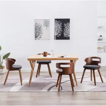 Jídelní židle Jídelní židle 4 ks šedé ohýbané dřevo a textil IM_278850