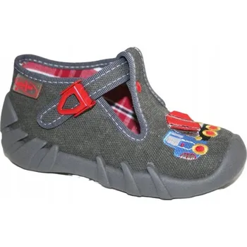 Dívčí bačkory Befado dětské papuče na suchý zip šedé, velikost 18