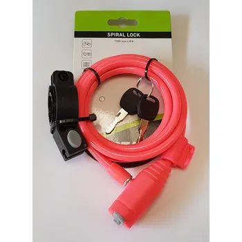 Zámek na kolo Zámek WAG lanko 1500x8mm spirála červený růžová