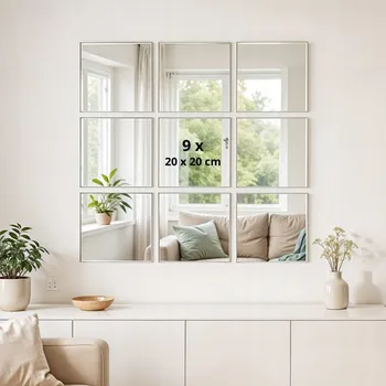 Zrcadlo Sada zrcadlových dlaždic 20x20 cm pro montáž na stěnu 7+2 kusů – hit internetu!