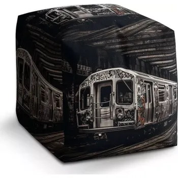 Taburet Sablio Taburet Cube Městské metro s graffiti: 40x40x40 cm