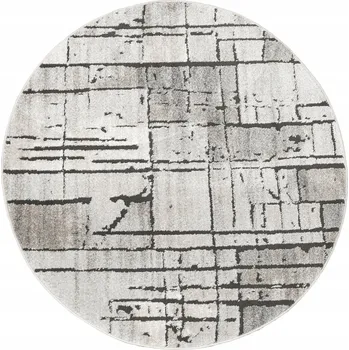 Koberec KOBEREC KULATÝ ŠEDÝ ČTVERCE BETON DVOUÚROVŇOVÝ DO POKOJE MATARA prům. 120 cm