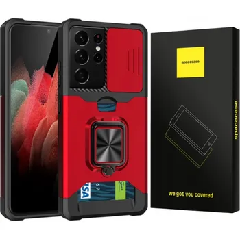 Pouzdro na mobilní telefon Zadní Kryt Spacecase pro Samsung Galaxy S21 Ultra červený