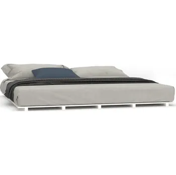 Postel Rám Postele z masivního borovicového dřeva, bílý, 200x200x5 cm