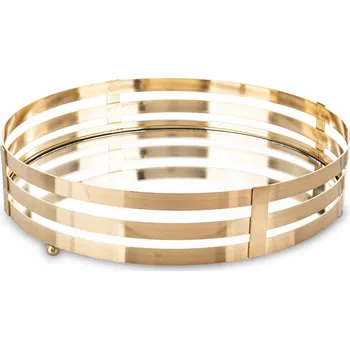 Zlatý zrcadlový podnos dekorativní glamour Podnos 25 cm, stojan