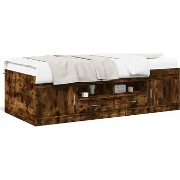 Postel Denní lenoška se zásuvkami, kouřový dub, 203x93x52 cm