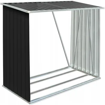 Přístřešek na palivové dřevo z pozinkované oceli, antracitový, 163x83x154 cm