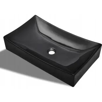 Keramické umyvadlo na desku, černé, 655x390x140 mm