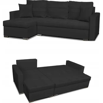 Sedací souprava Rohová Sedací Souprava Figo rozkládací s funkcí spaní rohová sedačka Family Meble černá