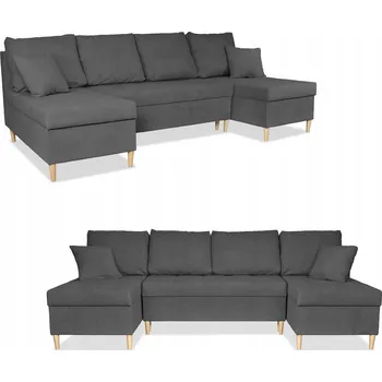 Sedací souprava Rohová Sedací Souprava Family Meble, samet, šedá barva