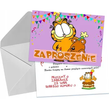 Pozvánka POZVÁNKY PRO DĚTI DĚTSKÉ NAROZENINOVÉ GARFIELD + OBÁLKA