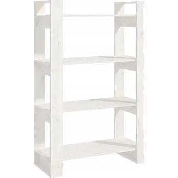 Knihovna Knihovna z masivního borovicového dřeva, bílá 80x35x125 cm