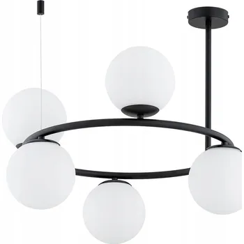 Závěsná lampa lustr černý bílý skleněná stínidla koule RINGO 63257