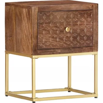 Noční stolek Noční stolek vintage z masivního mangového dřeva a ocelovým rámem 40x30x50 cm