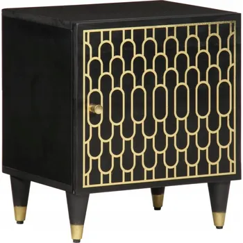 Noční stolek Noční stolek retro z masivního mangového dřeva, černý, 40x33x46 cm