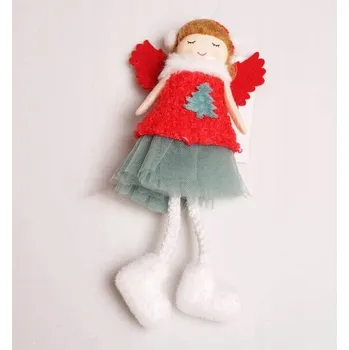 Vánoční dekorace Ozdoba na vánoční stromeček - Andílek červený v šedých šatech - Vánoce