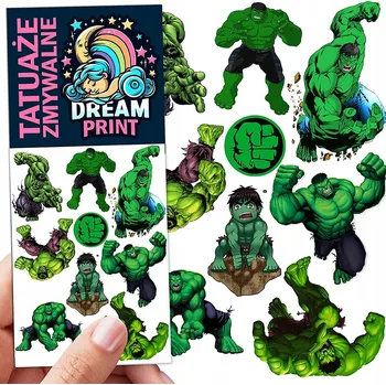 Odstranitelné tetování Smyvatelné tetování pro děti - Hulk