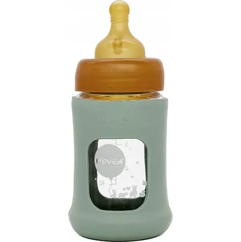 Kojenecká láhev Skleněná lahvička na krmení s kaučukovým dudlíkem, 150 ml Seafoam Blue