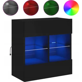 Televizní stolek Závěsná skříňka pod TV s RGB LED osvětlením, černá, 58,5x30x60,5 cm