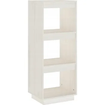 regál Dřevěný Borovicový Regál 3 Přihrádky Bílý 40x35x103 cm