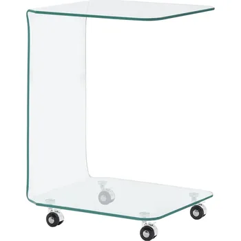 Konferenční stolek Konferenční stolek na kolečkách, tvrzené sklo, 45x40x63 cm, průhledný