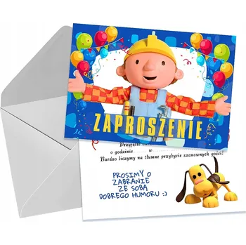 Pozvánka POZVÁNKY PRO DĚTI DĚTSKÉ NAROZENINOVÉ STAVITEL BOB + OBÁLKA