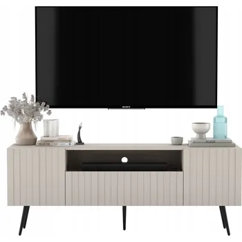 Televizní stolek Moderní TV stolek Komoda Glamour Skříňka pod TV kašmír Matné Rýhované Čela 150 cm