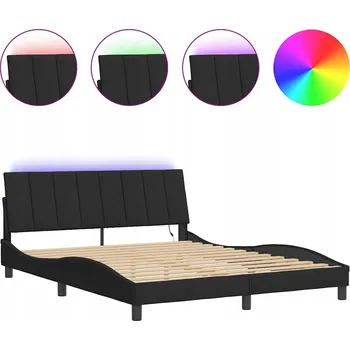 Postel Rám postele s LED podsvícením, černá, 218 x 165 x 74,5 cm