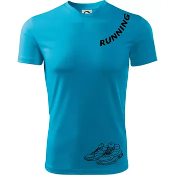 Chlapecké tričko Running nápis šikmo - Dětské triko sportovní (dresovina) - 122 cm/6 let ( Světlý tyrkys )