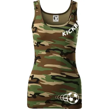 Dámské tričko Kickball nápis šikmo - Dámské Maskáčové tílko - XS ( Hnědý maskáč )