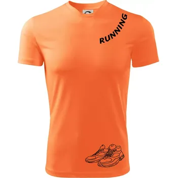Pánské tričko Running nápis šikmo - Pánské triko Fantasy sportovní (dresovina) - S ( Neon mandarine )