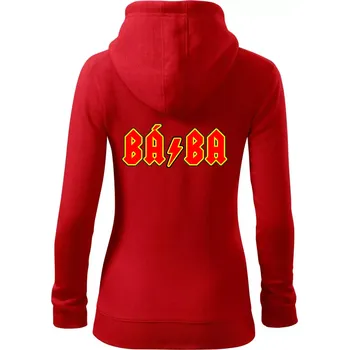 Dámská mikina Rocková rodina - babička (bába) - Dámská mikina trendy zipper s kapucí - XS ( Červená )