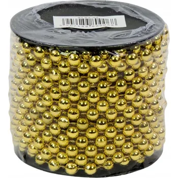 Vánoční dekorace ZLATÝ ŘETĚZ KORÁLKOVÝ GIRLANDA NA VÁNOČNÍ STROMEK 10 m Zlatá