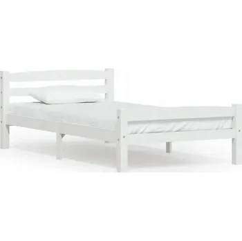 Postel Bílý rám postele z masivního borovicového dřeva 206 x 106 x 66 cm