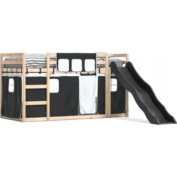 Postel Dřevěná patrová postel se skluzavkou, borovice, 205,5 x 97,5 x 113